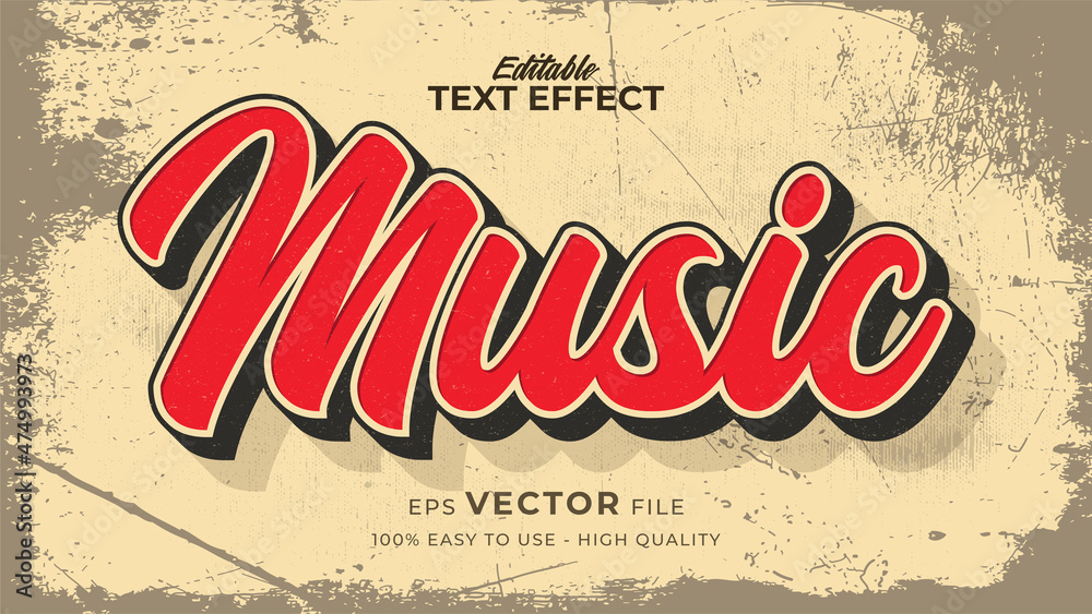 Poster editable text style effect - retro text in grunge style theme