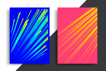 Modern colorful dynamic lines poster design. Blue and yellow Gradient striped background for flyer. Vector graphics