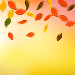 Falling autumn leaves. Red, yellow, green, brown n