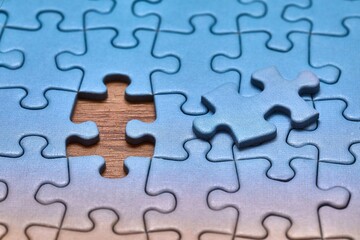 Jigsaw puzzle background, almost done