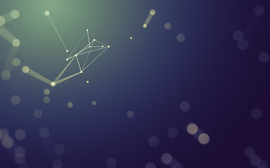 Fototapeta premium Abstract background. Molecules technology with polygonal shapes, connecting dots and lines. Connection structure. Big data visualization.