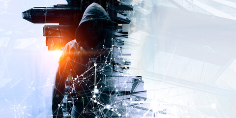 Cyber security concept . Mixed media