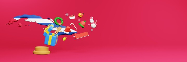 3d rendering of christmas new year celebration in Cuba for web cover and social media