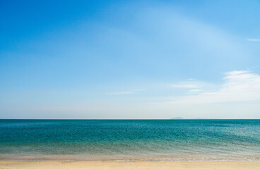 Blue sea blue background look calm landscape viewpoint for design postcard and calendar summer...