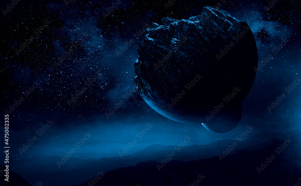 Poster image of outer space. disaster theme.