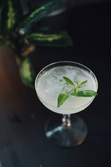 herbal cocktail with lemon verbena leaves