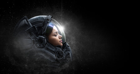 Fototapeta premium Astronaut and space exploration theme.