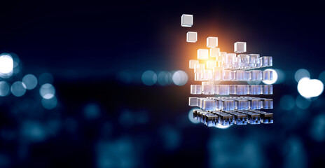 Glowing cubes. Innovation and creativity concept © Sergey Nivens