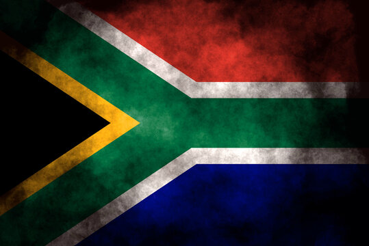 Closeup of grunge South African flag 