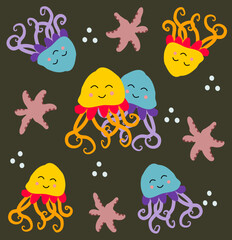 cute jellyfish vector illustration 