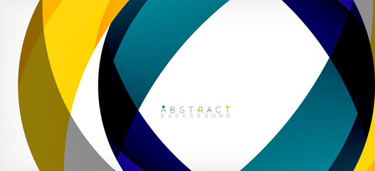 Obraz premium Color circle shapes, minimal geometric background. Trendy dynamic composition. Vector Illustration For Wallpaper, Banner, Background, Landing Page