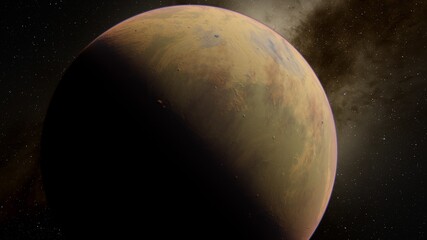 planet suitable for colonization, earth-like planet in far space, planets background 3d render	
