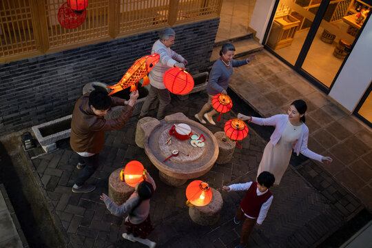 Happy family celebrating Chinese New Year