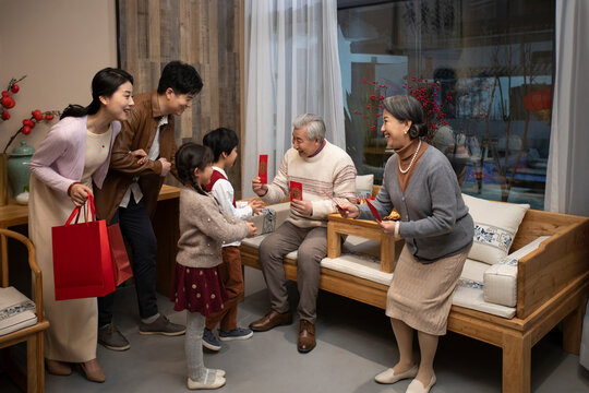 Happy family celebrating Chinese New Year