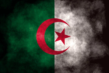 Closeup of grunge Algeria flag