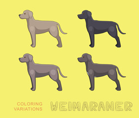 Dog Weimaraner Coloring Variations Cartoon Vector Illustration