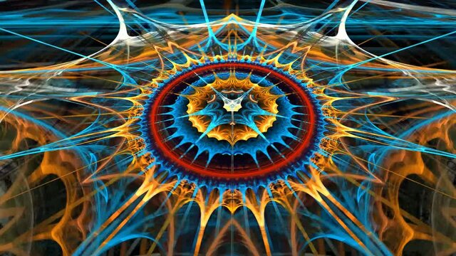 Abstract motion background animation shining particles stars sparks and magic dust forming in space wave flow with light rays and projections. Visual illusions, moving waves.
