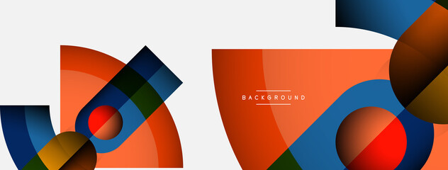 Geometric abstract background. Round shapes, circles, lines composition for wallpaper banner background or landing page