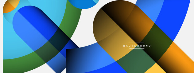 Fototapeta premium Geometric abstract background. Round shapes, circles, lines composition for wallpaper banner background or landing page
