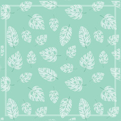 Print for kerchief, bandana, scarf, handkerchief, shawl, neck scarf. Squared pattern with ornament for fabric, textile, silk products. Paisley vector with abstract leaves. Floral folk tracery