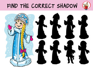 Little snow maiden. Find the correct shadow
