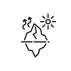 Iceberg melting caused by global warming. Pixel perfect, editable stroke icon