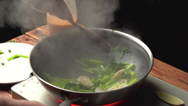 Chinese style home-cooked stir-fried celery and lotus root slices