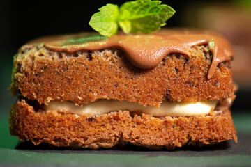 Soft and spongy fresh baked Chocolate and Mint Bar Cake