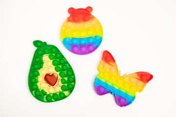 Pop fidget toy shapes on white background