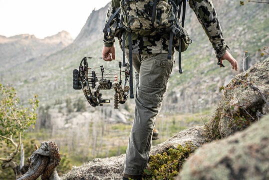 bow hunter on hiking