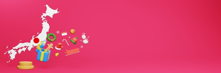 3d rendering of christmas new year celebration in Japan for web cover and social media