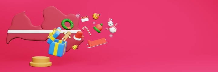 3d rendering of christmas new year celebration in Latvia for web cover and social media