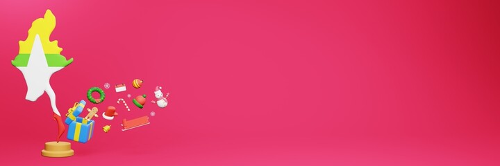 3d rendering of christmas new year celebration in Myanmar for web cover and social media