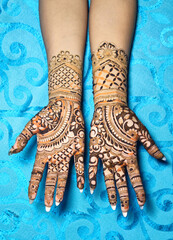 Hand decorated with henna