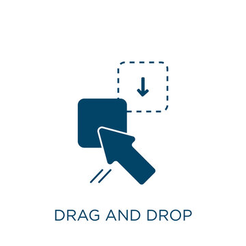 drag and drop vector icon. drag filled flat symbol for mobile concept and web design. Black pointer glyph icon. Isolated sign, logo illustration. Vector graphics.