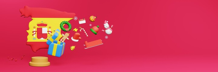 3d rendering of christmas new year celebration in Spain for web cover and social media