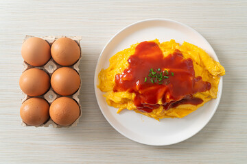 Flavored Fried Rice in an Omelet Wrapping