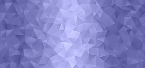 Periwinkle Gradient Low Poly Wide Background. 2022 Color of the Year. Irregular Sparkling Polygonal Texture. Glowing 3D Triangle Pattern Surface. - 475016542