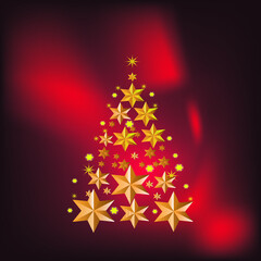 Fototapeta na wymiar christmas tree with red star