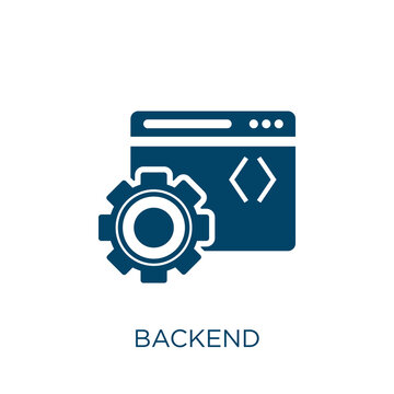 backend vector icon. development filled flat symbol for mobile concept and web design. Black software glyph icon. Isolated sign, logo illustration. Vector graphics.