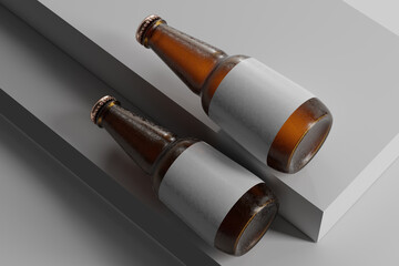 Cold Beer Bottle with a Blank Label