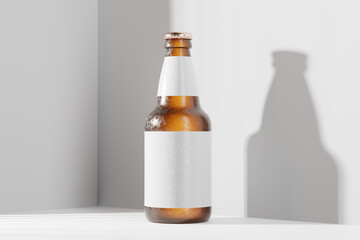 Cold Beer Bottle with a Blank Label