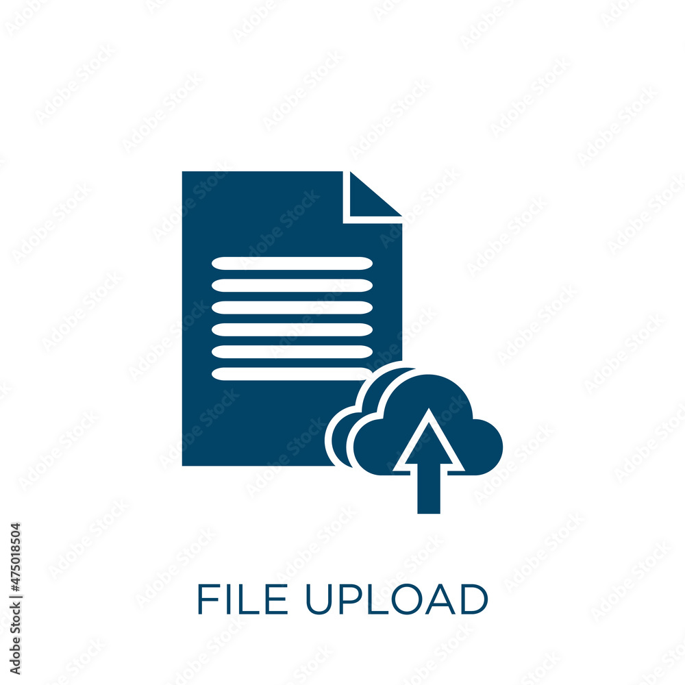 Poster file upload vector icon. data filled flat symbol for mobile concept and web design. black upload gly