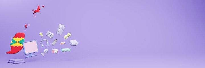 3d rendering of using electronic devices in the country of Grenada for data display