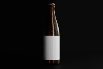 Cold Beer Bottle with a Blank Label
