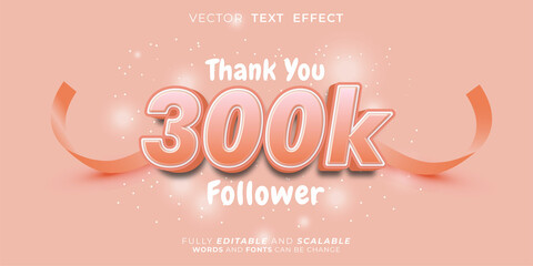 Editable text 300k followers with 3d style numbers