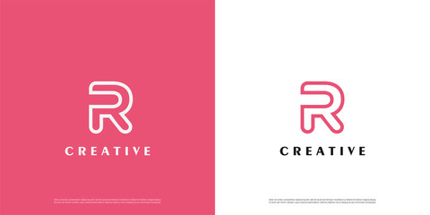 Letter R logo icon abstract design template elements