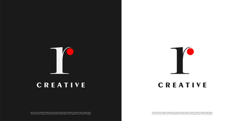 Letter R logo icon with abstract dot design template elements