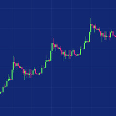 bitcoin crypto currency rectangle graph on blue background