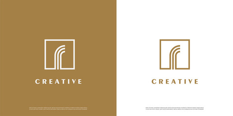 Letter R luxury logo icon abstract design template elements